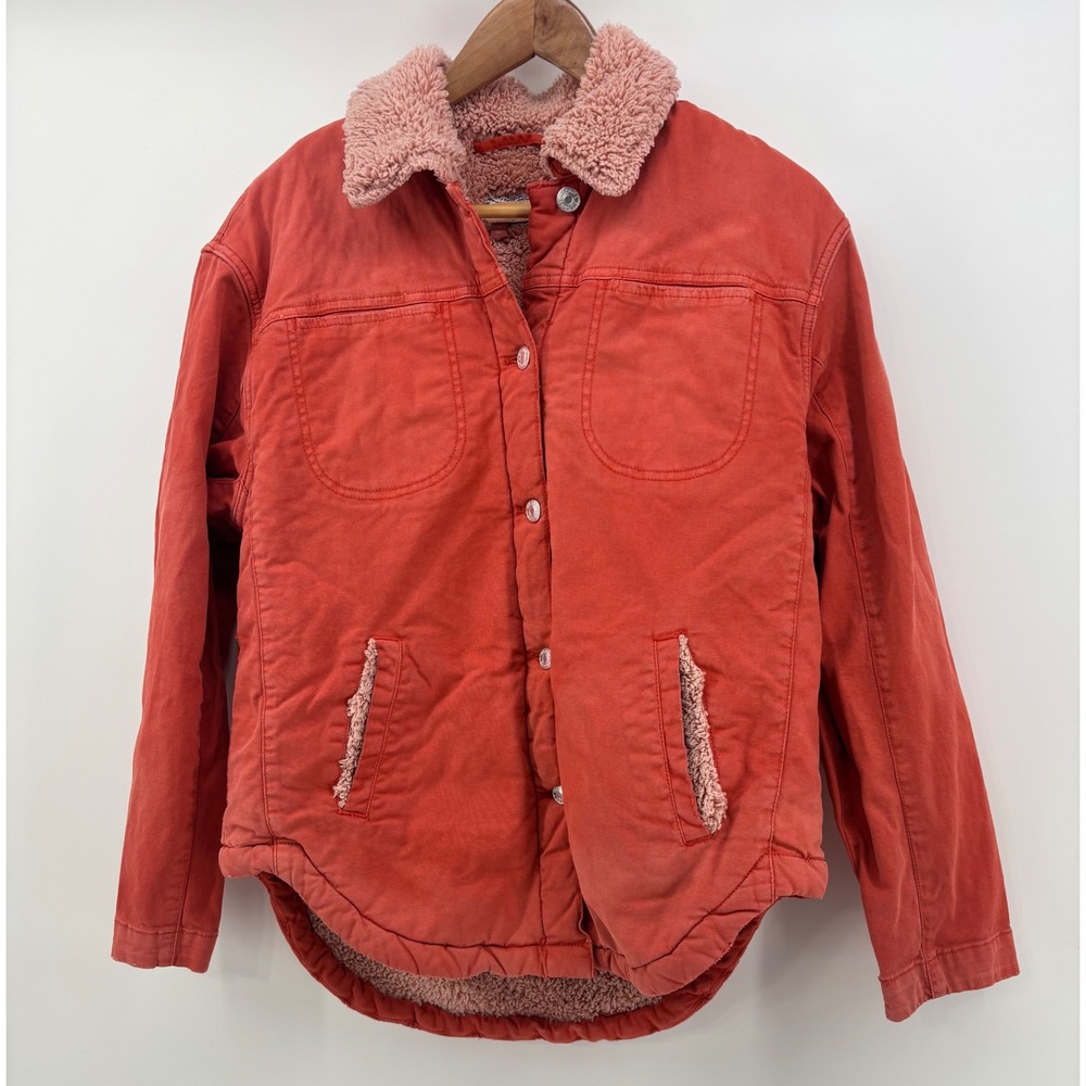 Anthropologie Pilcro Sherpa Lined Jacket Women XS Coral Pink